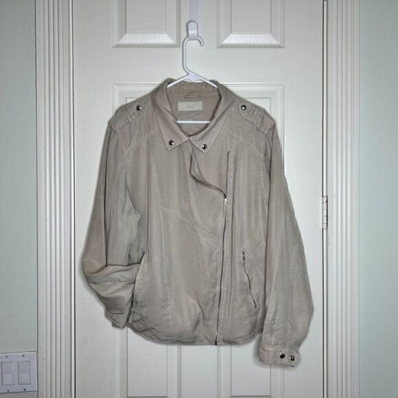 Blank NYC Khaki Asymmetrical Diagonal Zip Windbreaker Jacket sz 1X - Picture 2 of 8
